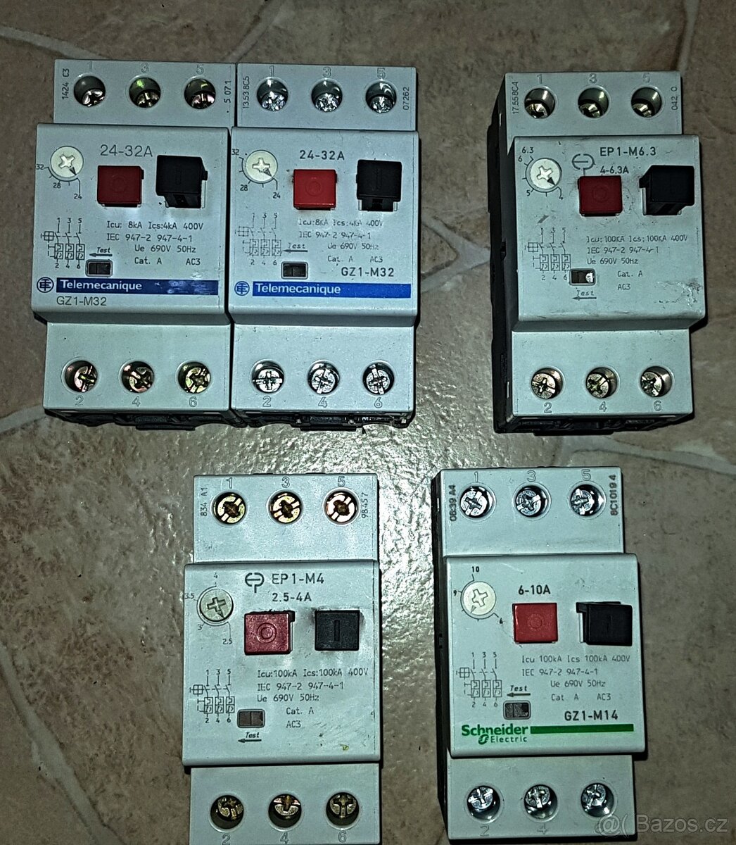 Jističe, Motorový spouštěče, svorky - 4