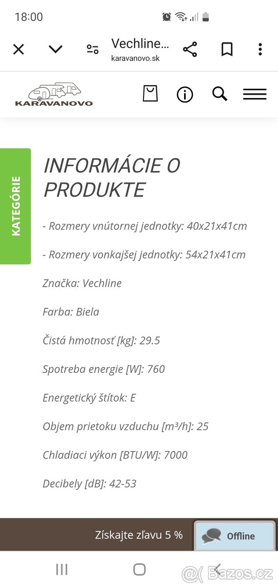 Přenosná dvoudílná klimatizace Split air vech - 4