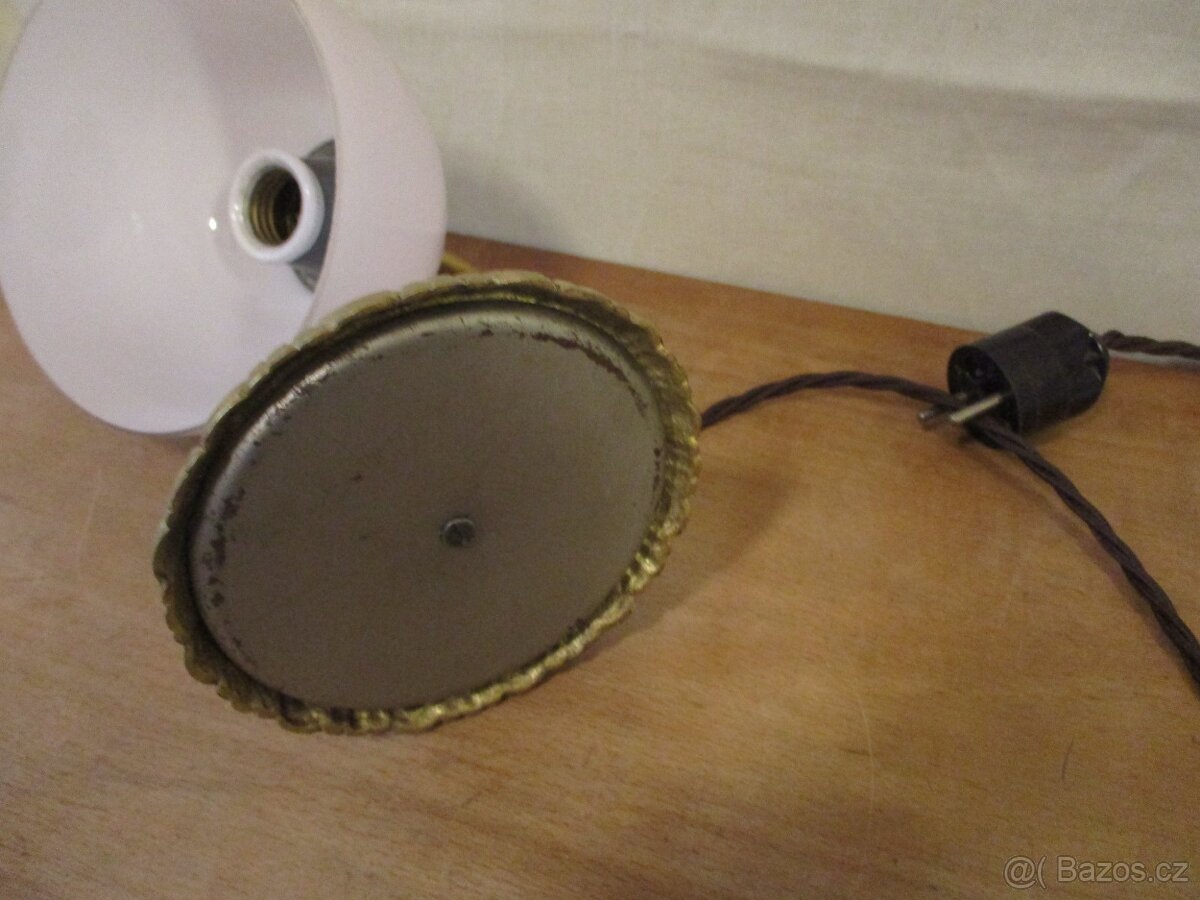 Lampička art deco, růžové sklo, směrovatelná, funkční - 4