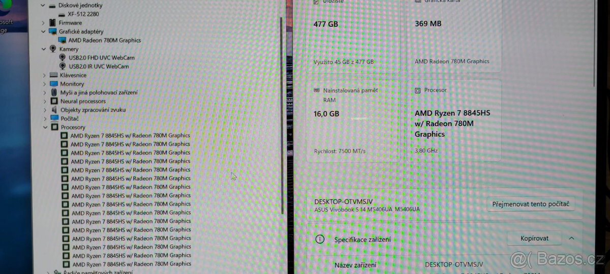 OLED Asus, Ryzen 7-8845HS 8/16x 5,10GHz,16GB DDR5,512GB SSD - 4