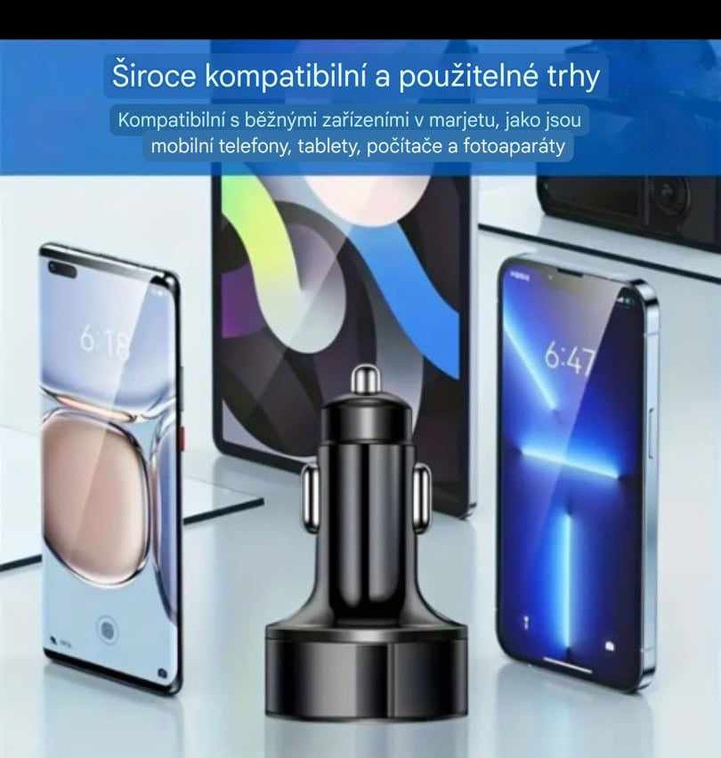 NOVÉ Nabíječka do auta + držák na mobil magnetický - 4