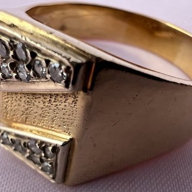 Masivní (pánský) zlatý prsten s Diamanty - 4