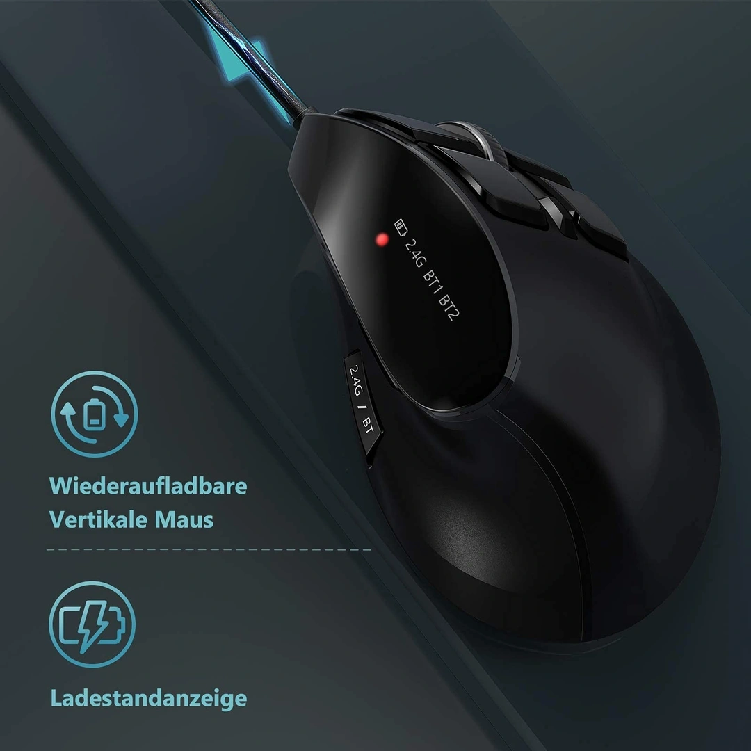 Bezdrátová nabíjecí ergonomická myš - 4