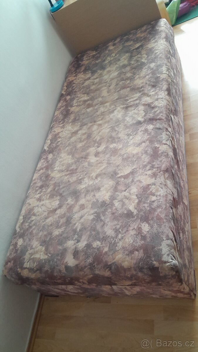 Postel, barva světle fialová, vzor květy, 200 x 90 x 41 - 4