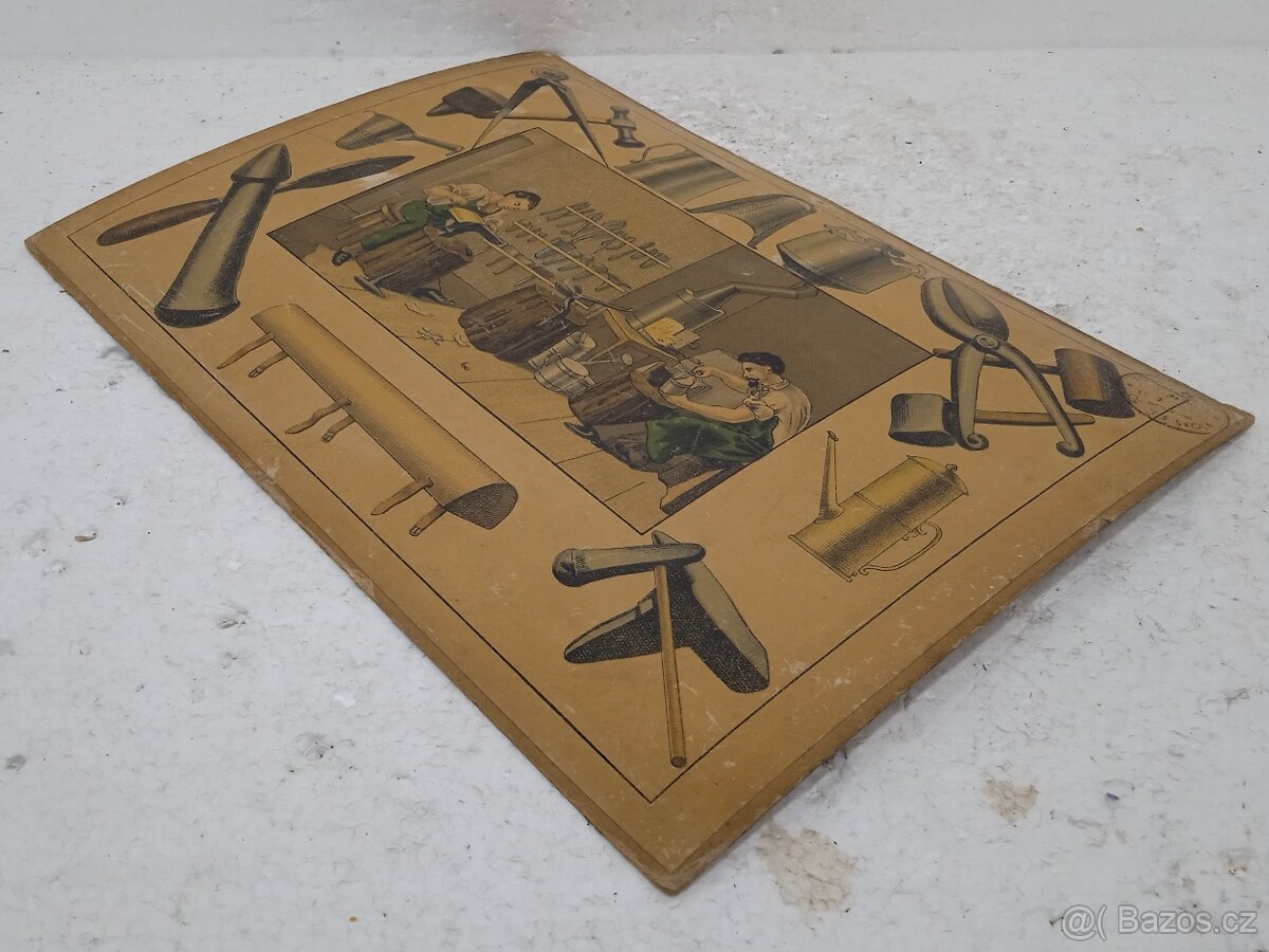 Klempíř - školní pomůcka 1856 - 36,5x26,5cm - 4