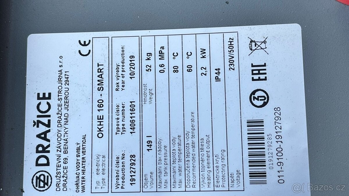 BOJLER DRAŽICE OKCE 160 2,2KW - 4
