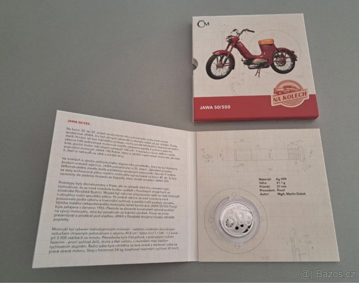 Stříbrná mince Na kolech - Jawa 50 proof (2022) - 4