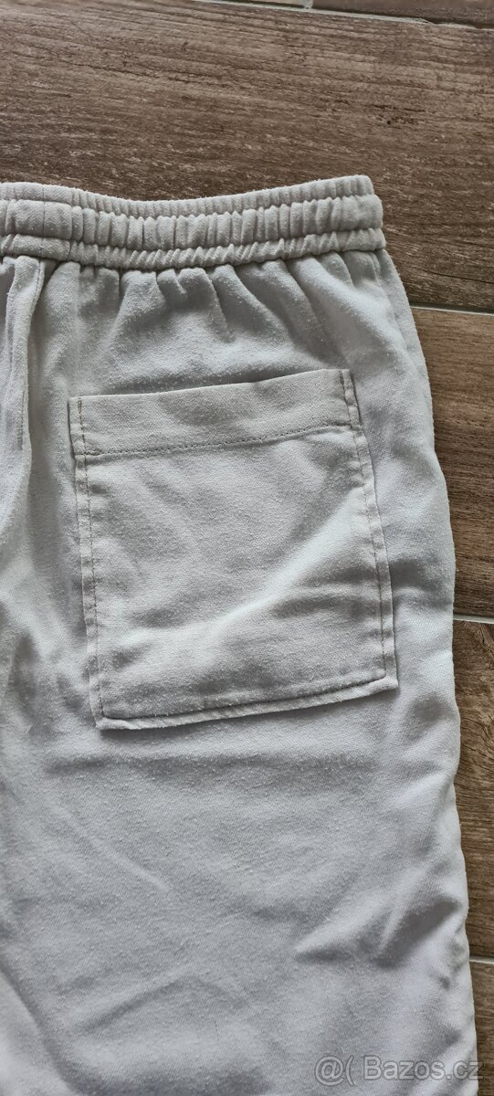 Pánské lněné béžové kraťase Zara - 4
