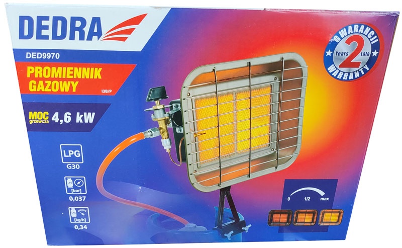 Plynový ohřívač na PB bombu 4,6kW hadice + regulátor + držák - 4