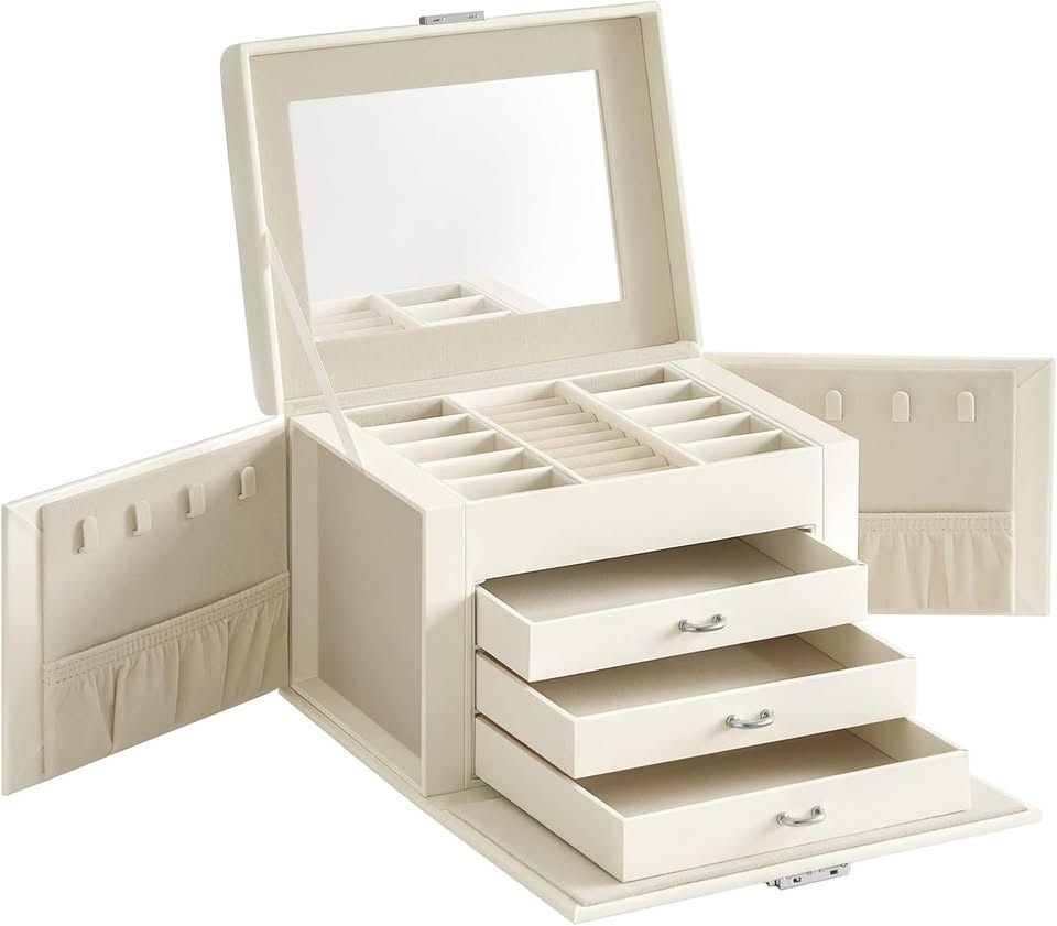 Nová uzamykatelná 4-patrová šperkovnice/kufřík na šperky - 4