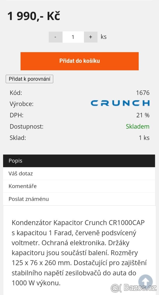 Kapacitator k subwooferu 2ks - 4