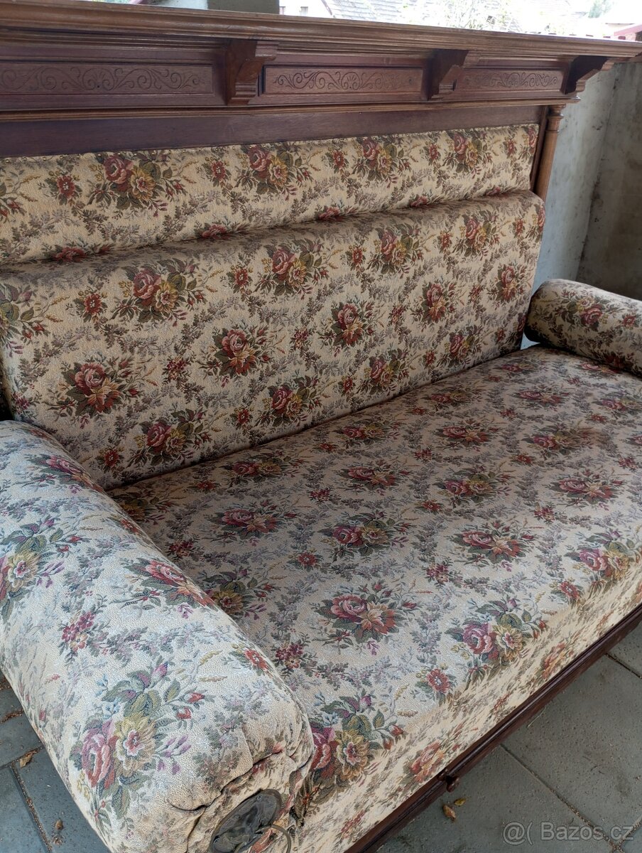 Starožitná pohovka sofa ,2 zámecká křesla - 4