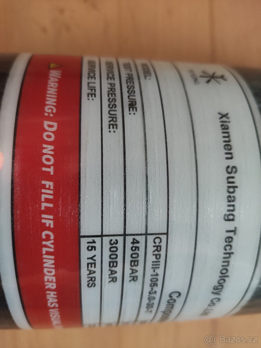 Prodám karbonovou PCP tlakovou láhev 3l, 300 bar - 4