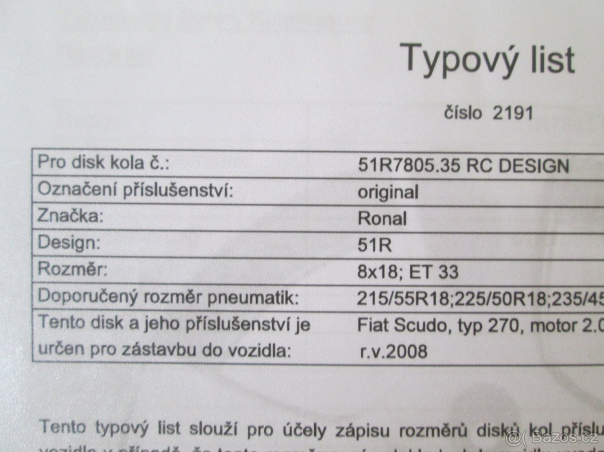 TYPOVE LISTY PRO ALU KOLA - 4
