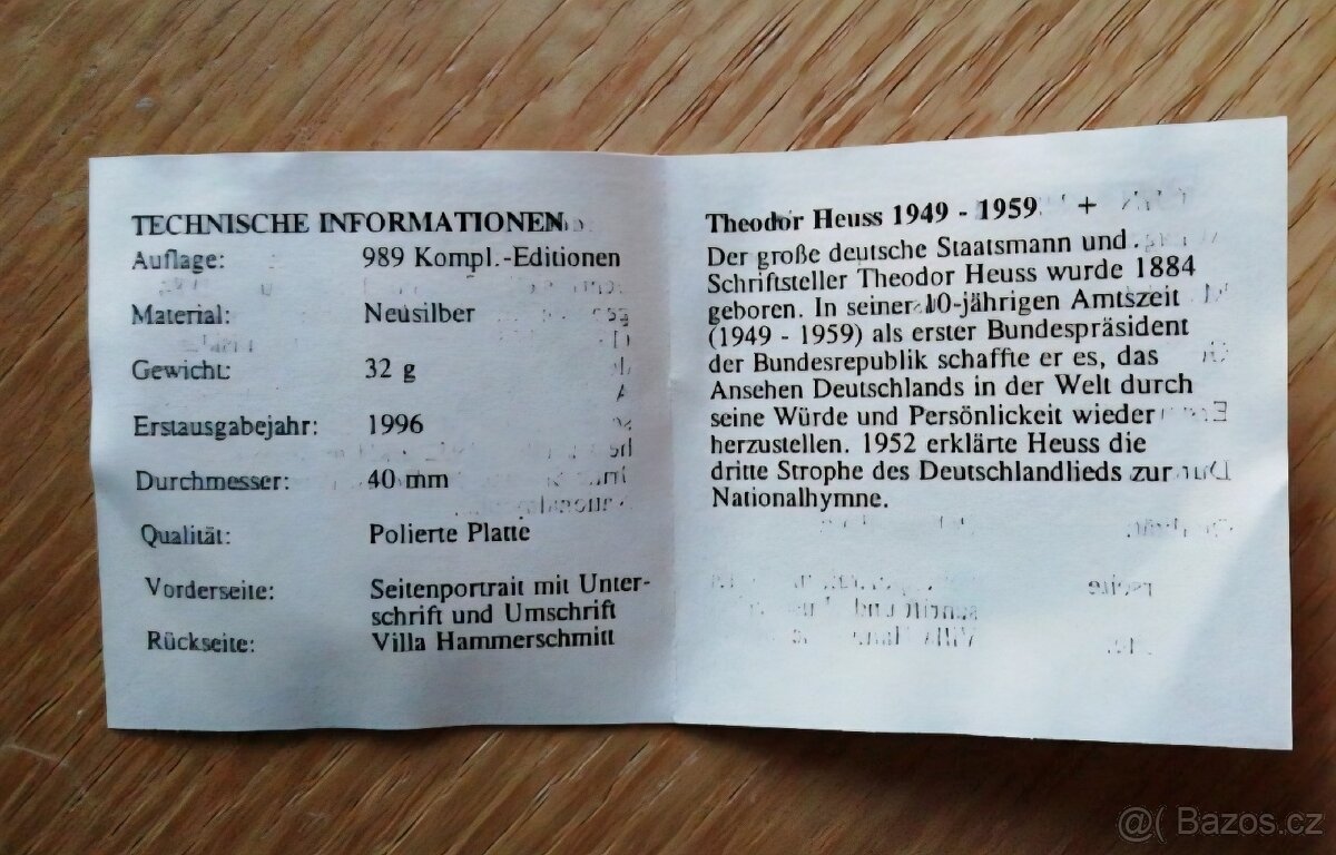 Medaile Theodor Heuss - 4