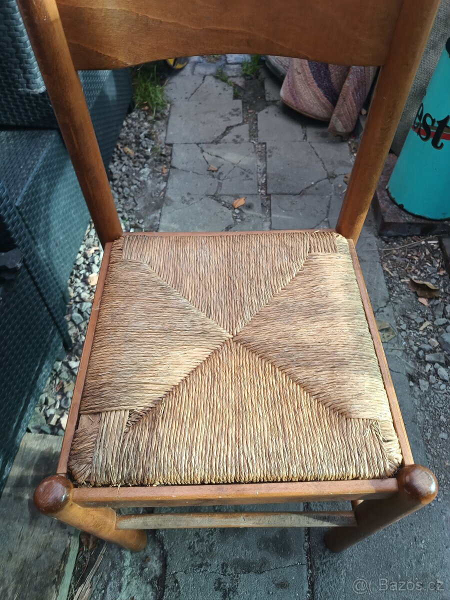 Staré židle jutový vyplet 4ks - 4