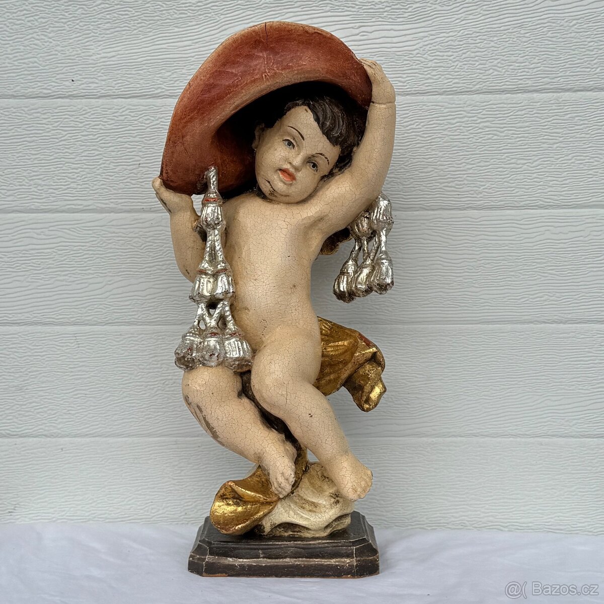 Skvostný velký anděl socha ze dřeva 41cm - 4