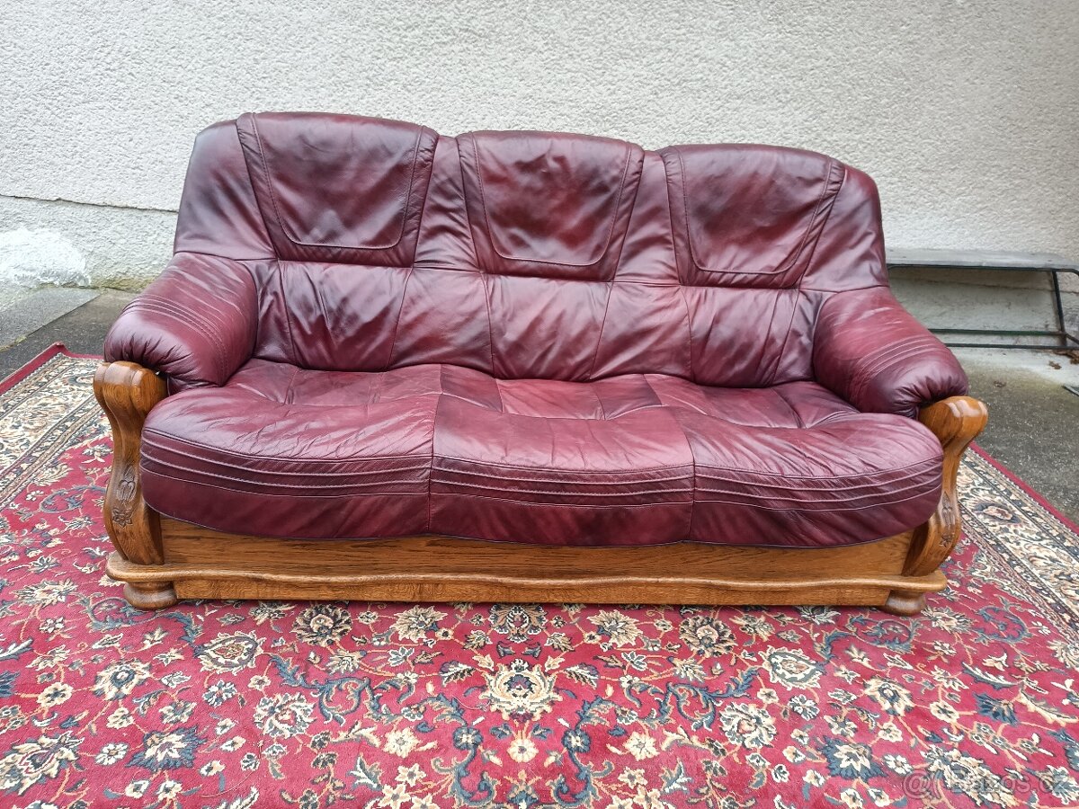 Rustikální kožený gauč . - 4