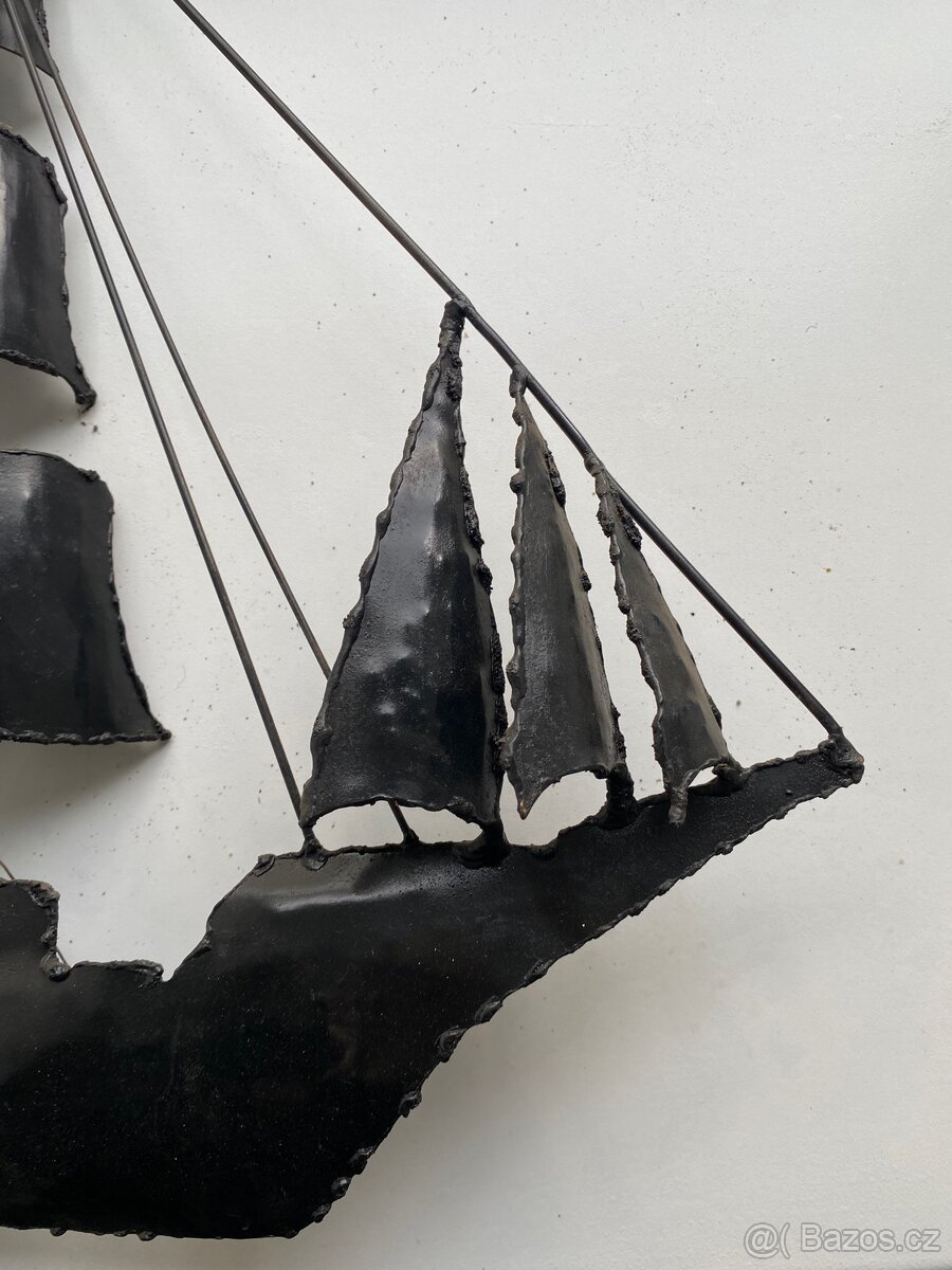 Kovová nástěnná plachetnice - ruční práce - 4