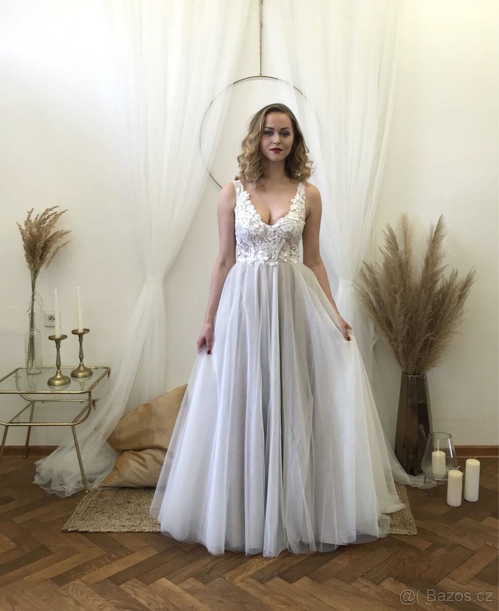 Svatební šaty nové S, M - 4