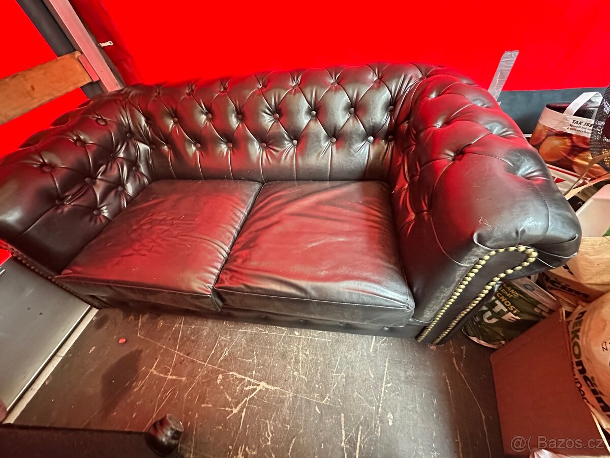 Kožená sedačka gauč a křeslo - 4
