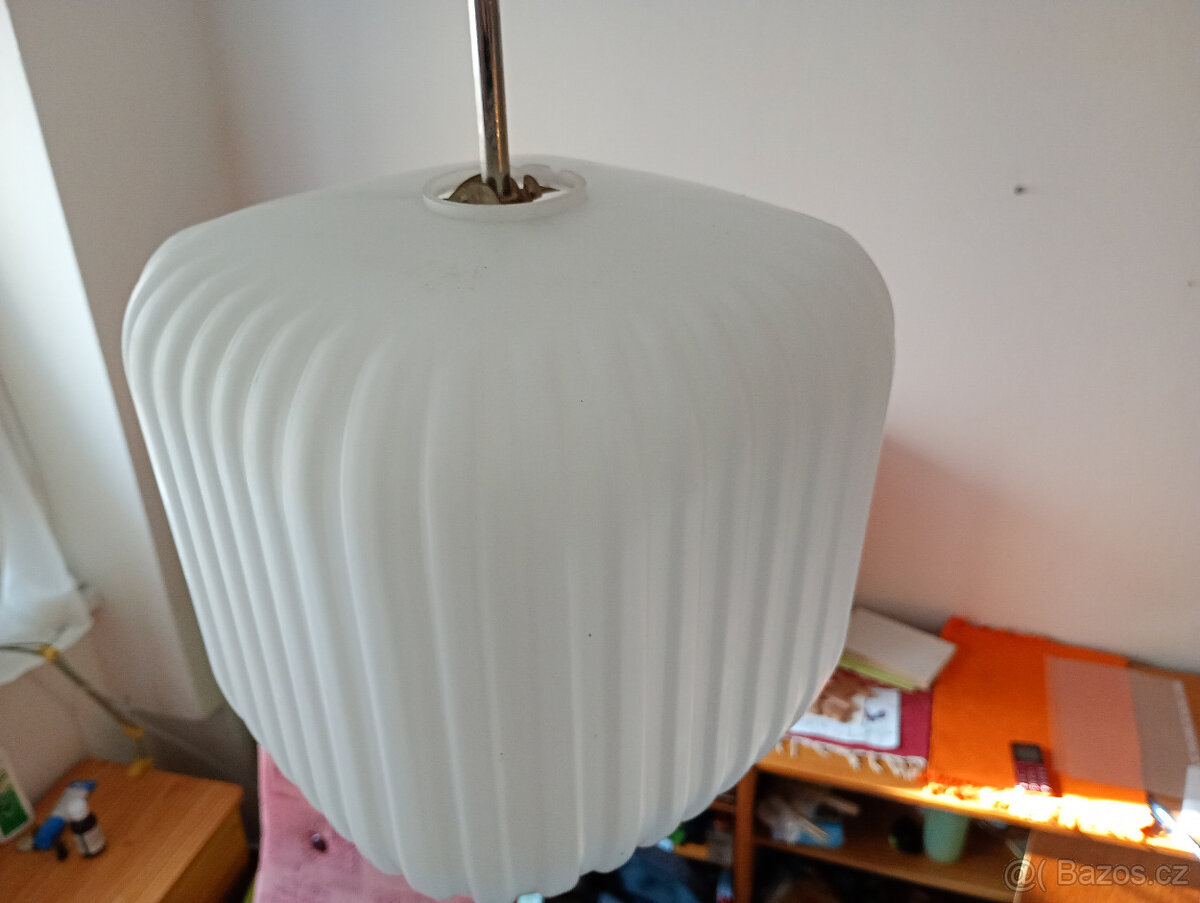 Lustr opálové sklo,brutalismus,70tky,KRYCHLE - 4