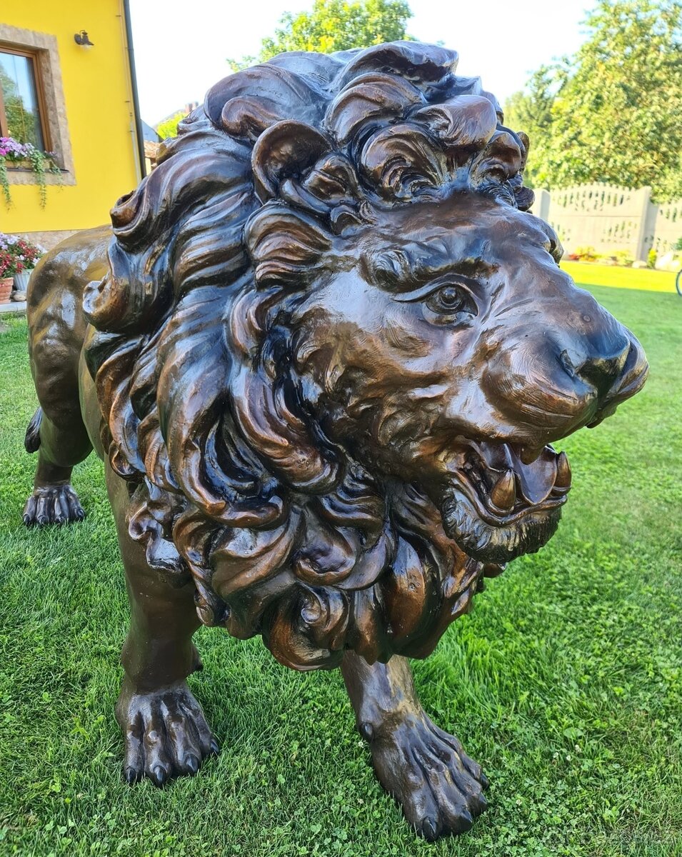 Zámecké bronzové sochy - Lvi-UNIKÁT - XXL - 4
