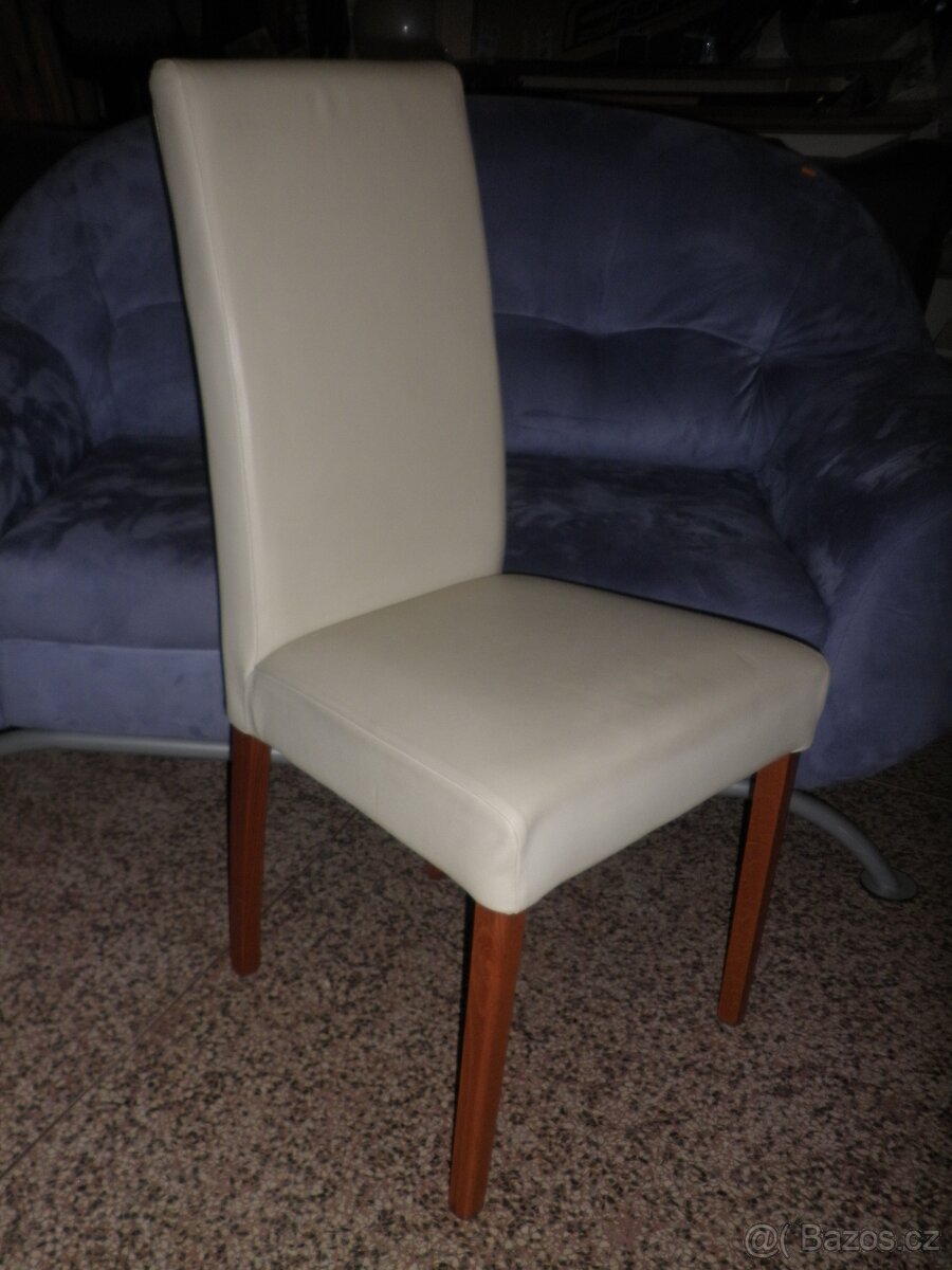 Jídelní židle s bílým potahem - 5 kusů - 4