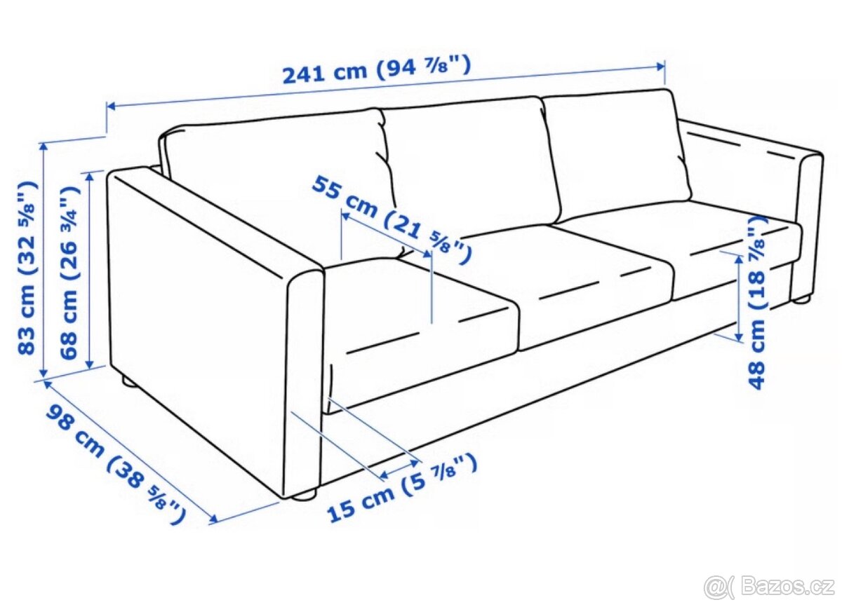 Třímístná sedačka Vimle Ikea - 4