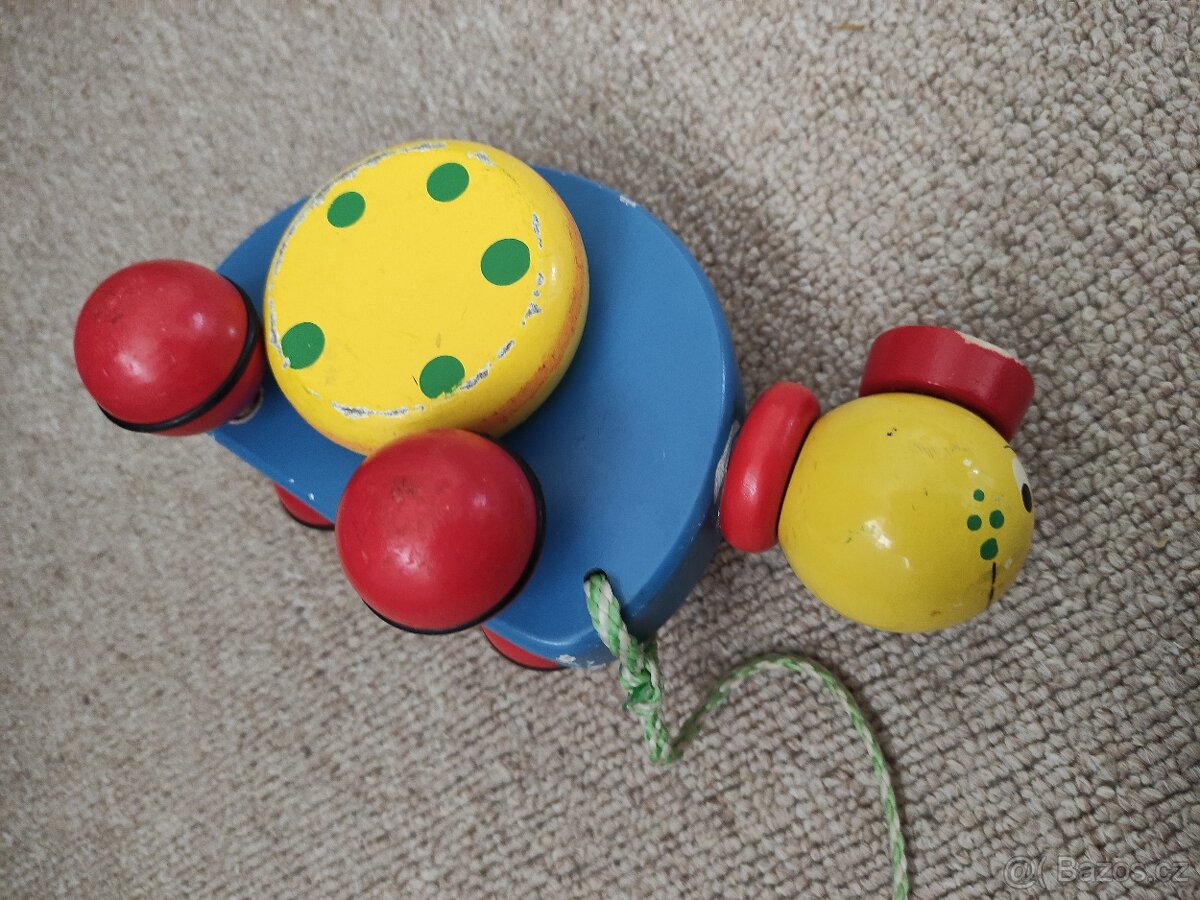 Retro tahací dřevěný šnek - 4