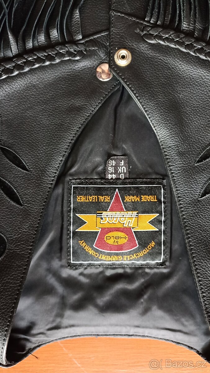 Dámská kožená vesta s třásněmi a růží - 4