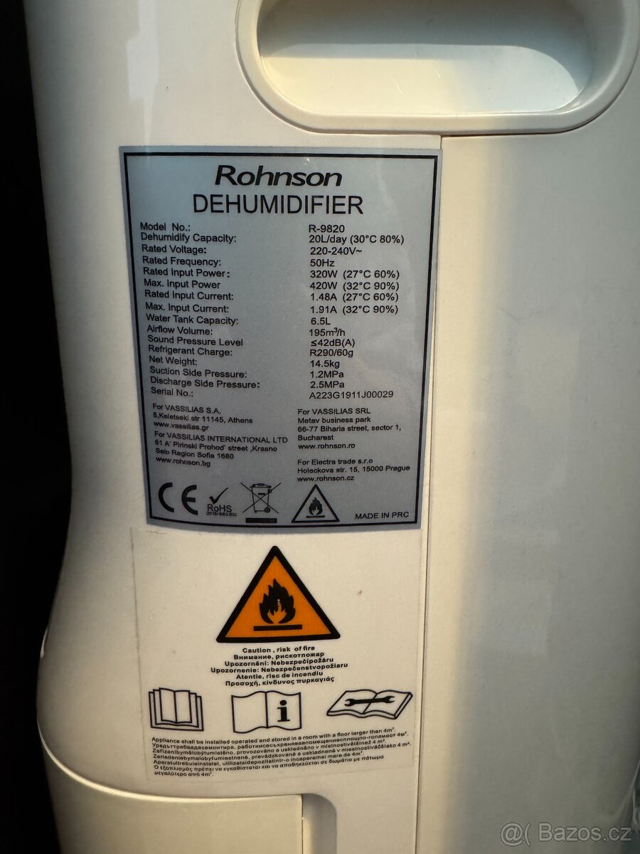 Odvlhčovač Rohnson R-9820 Genius WiFi – 20 l/den - 4