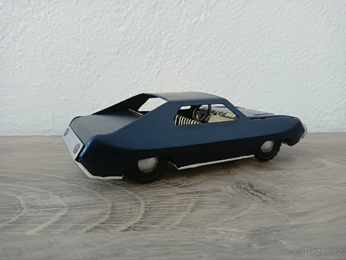 Retro hračka, plechové autíčko, setrvačník - 4