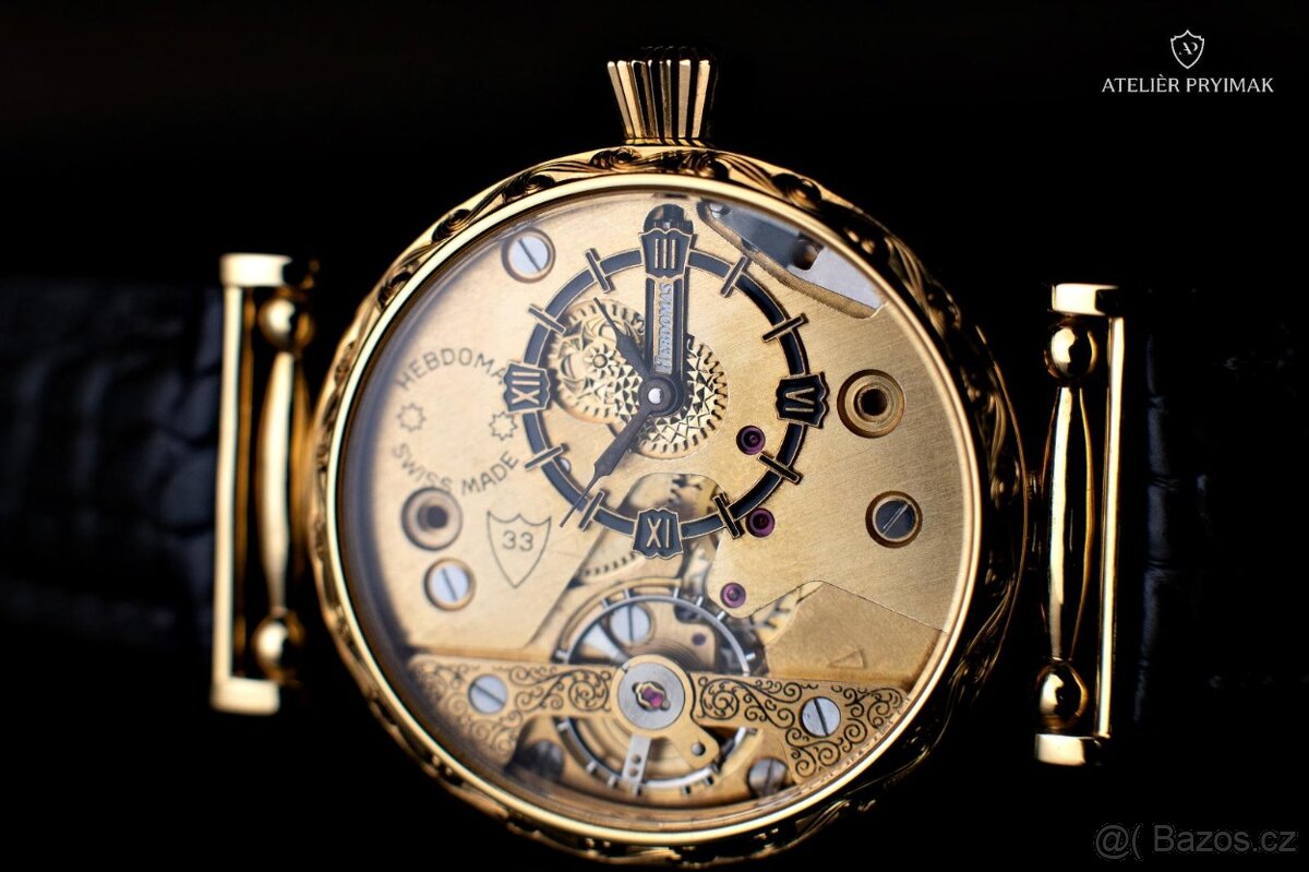 Jedinečné starožítné 8-denní hodinky HEBDOMAS 1910 - 4