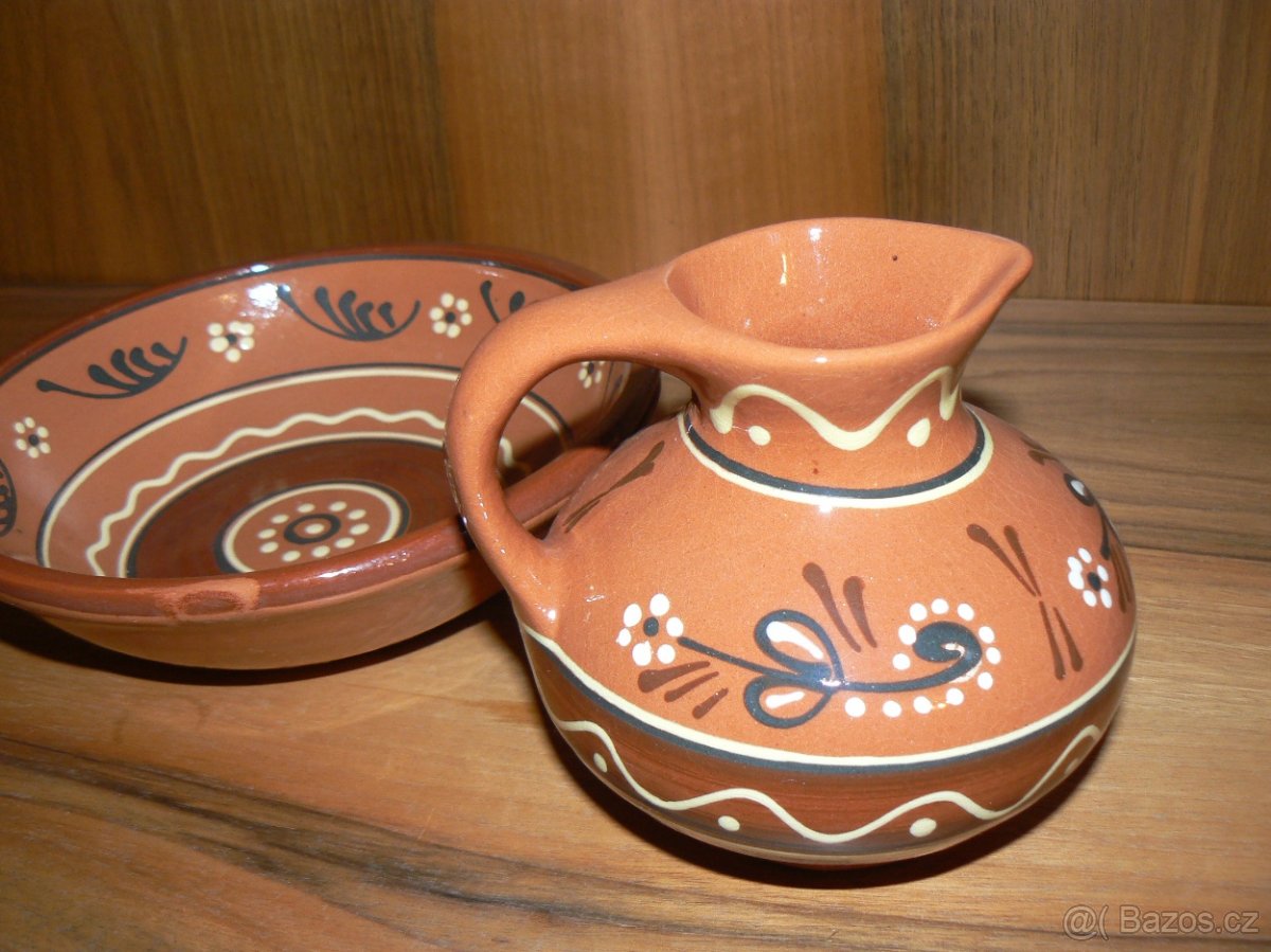 Starý keramický džbánek a miska - made in USSR - 4