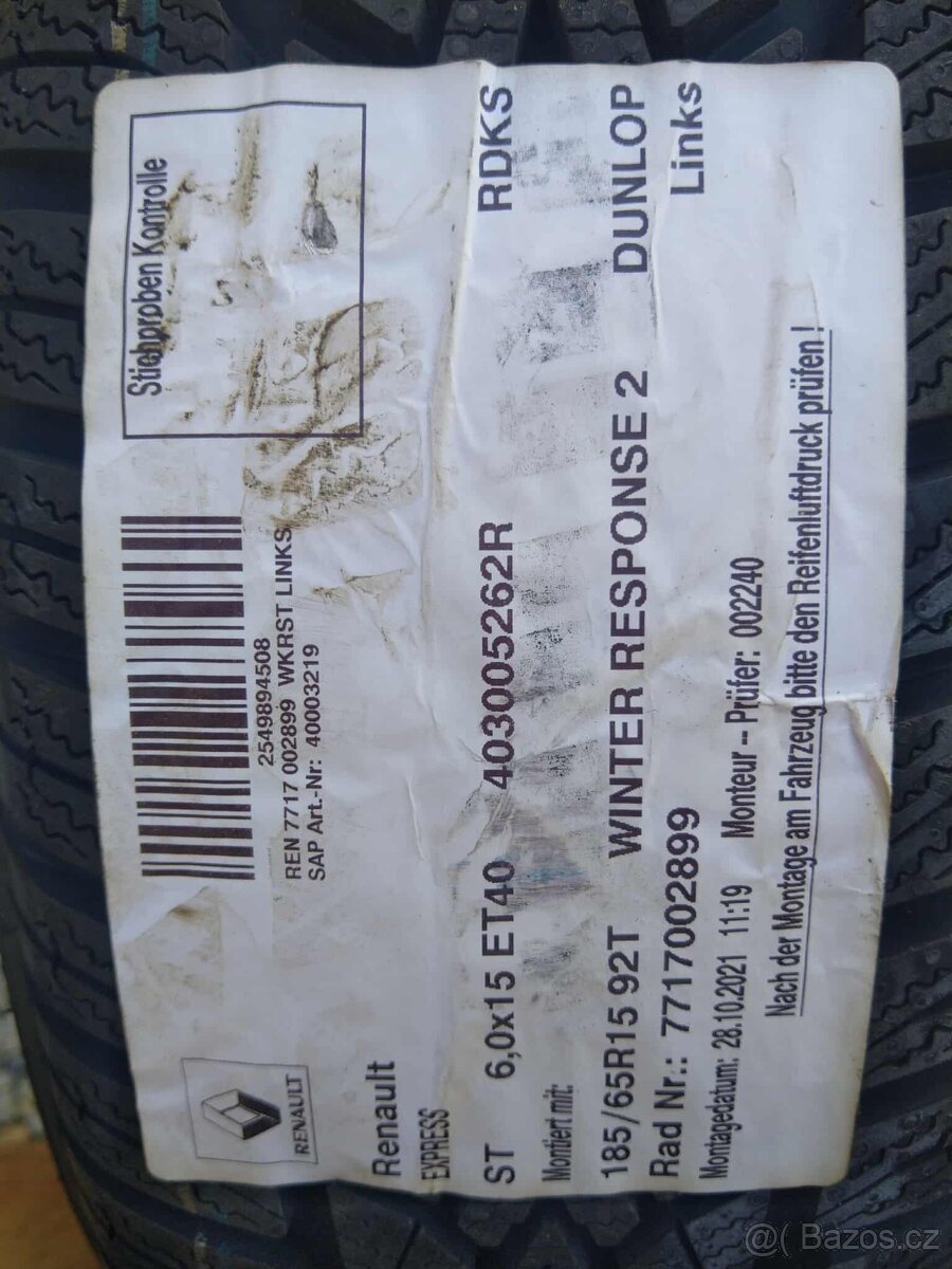15" RENAULT EXPRES,ZOE + TPMS + zimné pneu. - 4