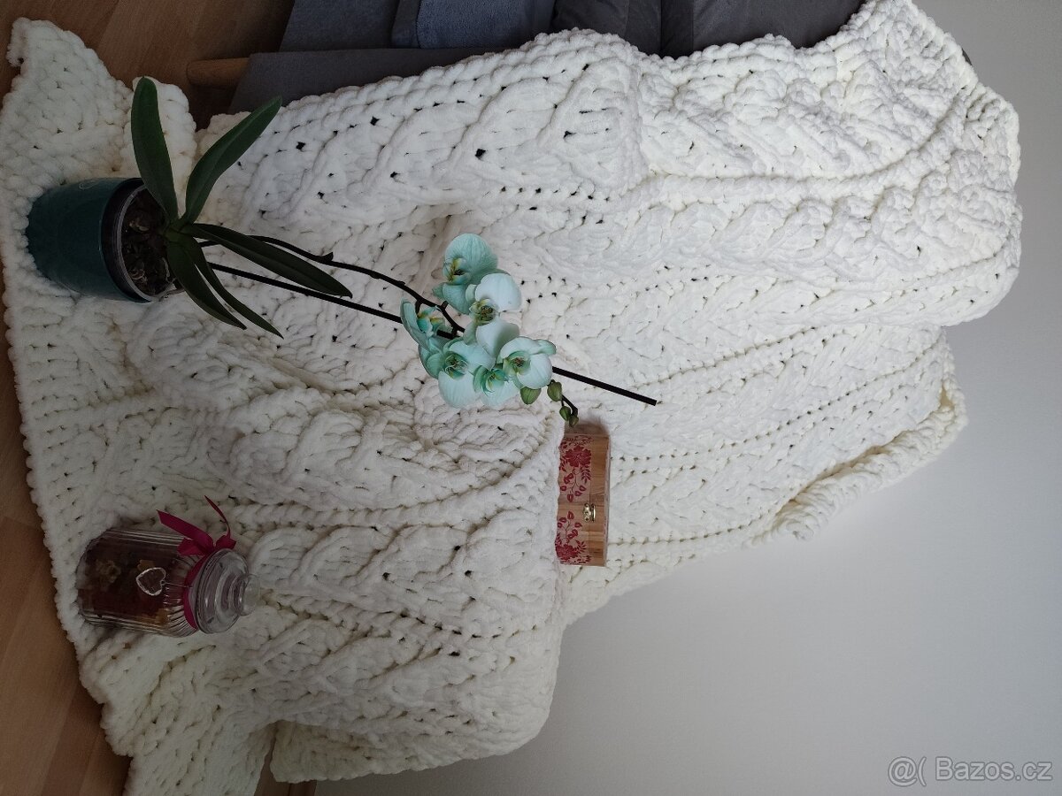 Pletená deka pro dospělé smetanová - 4