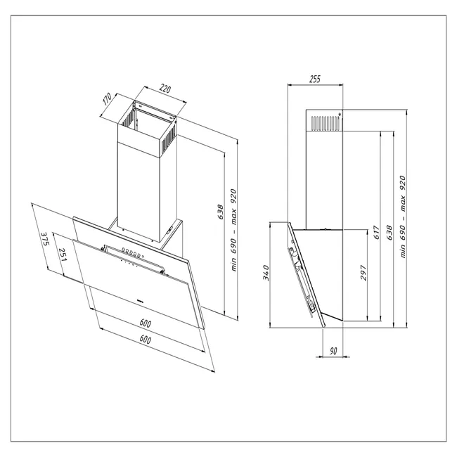 Odsavač par Eco Juno 60 cm - 4