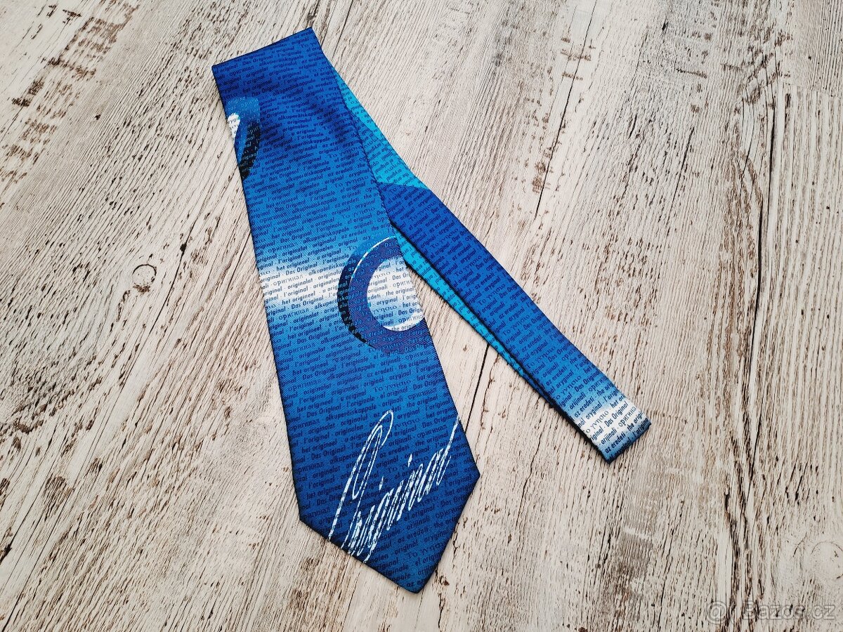 Modrá kravata pánská s nápisem Originál - 4
