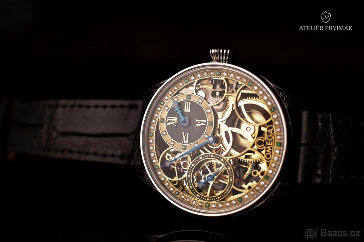 Exkluzivní starožitné skeletové hodinky OMEGA 1915 - 4