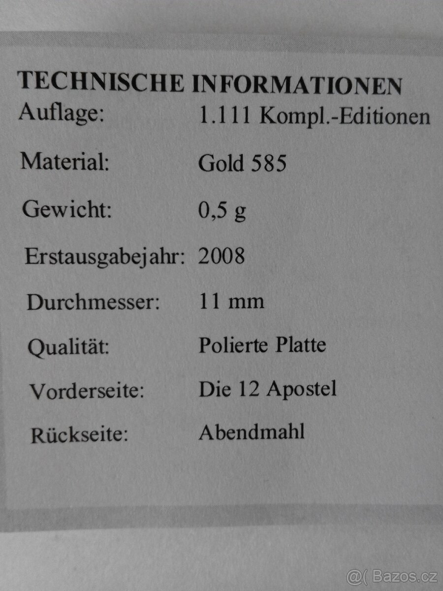 Zlatá mince 0,5 g, Au 585, dva druhy - 4