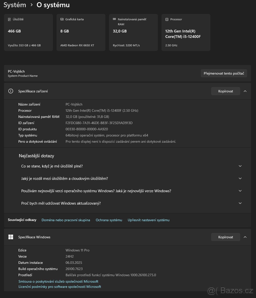 Herní PC: Intel i5-12400F / ROG STRIX RX 6650 XT / 32GB RAM - 4