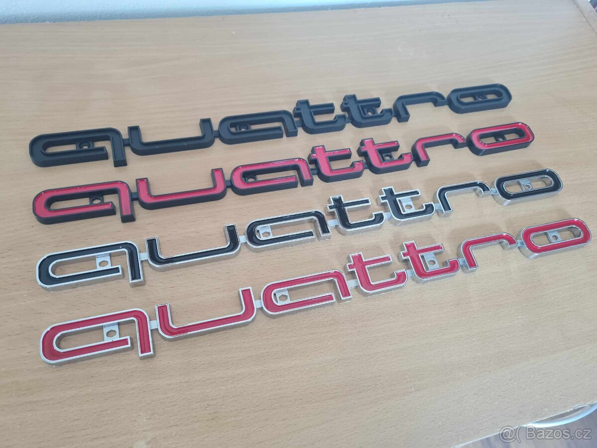 Veľký nápis QUATTRO pre AUDI chrom, čierne, červene - 4