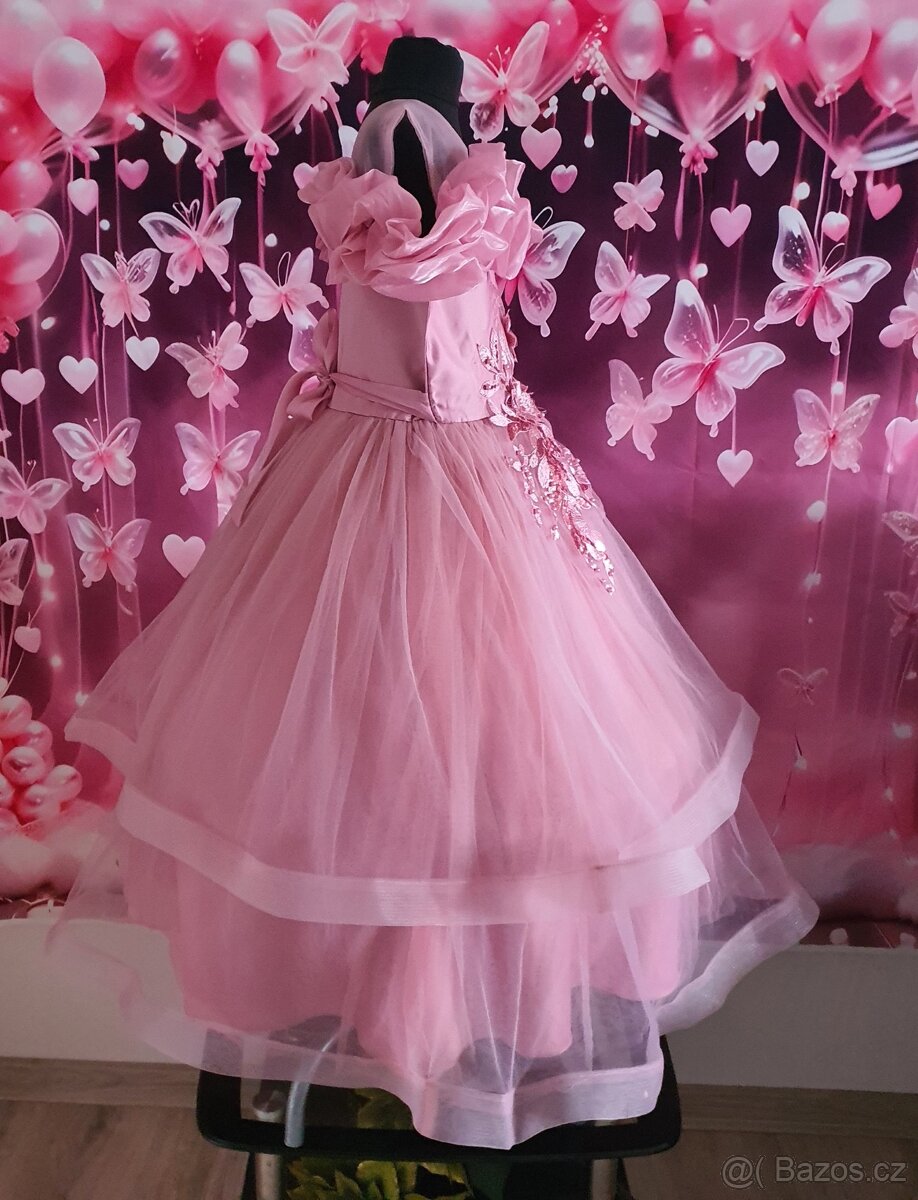Dívčí pudrově růžové šatičky - 4