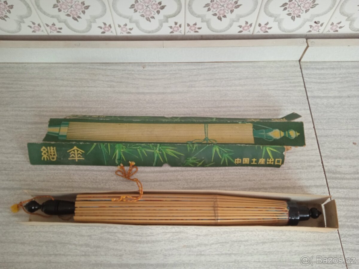 Starožitný bambusový deštník z Číny - 4
