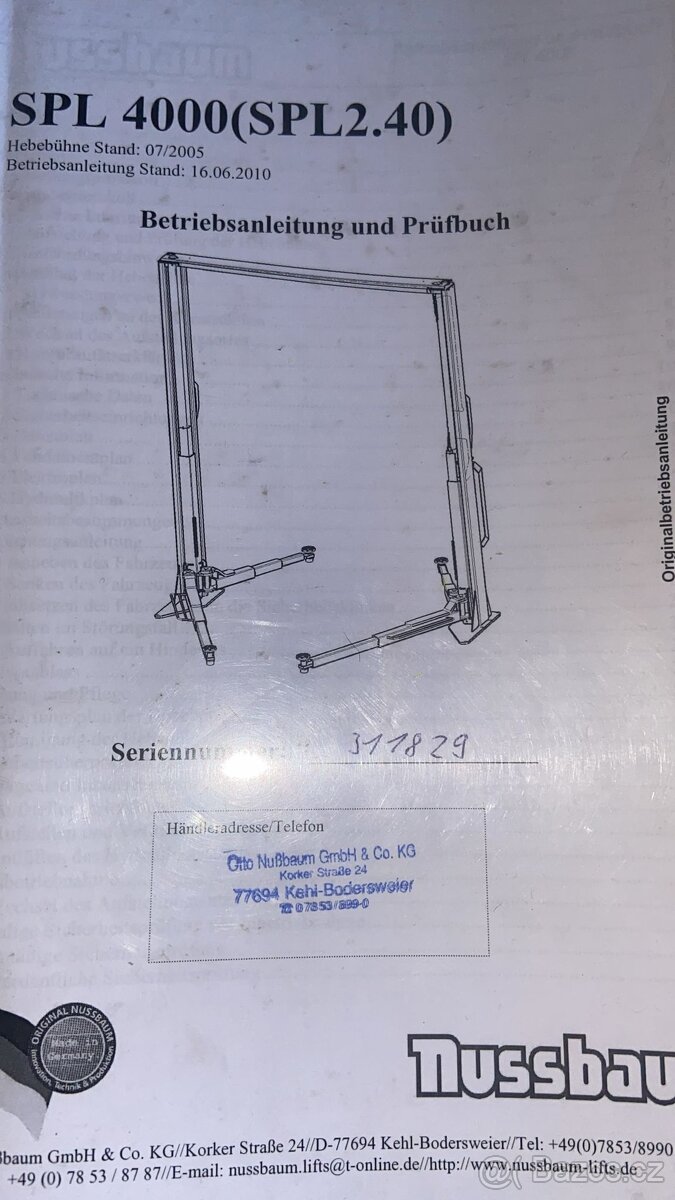 Dvousloupový hydraulický zvedák Nussbaum 4t. - 4