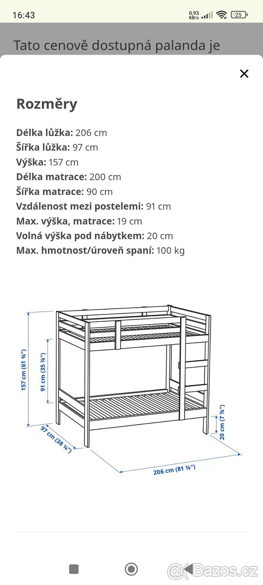 Dětská patrová postel - masiv borovice - 4