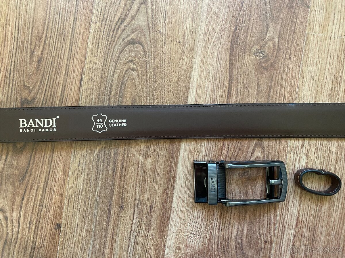 Nový pánský kožený opasek Bandi s aut. sponou-hnědý, nastav. - 4