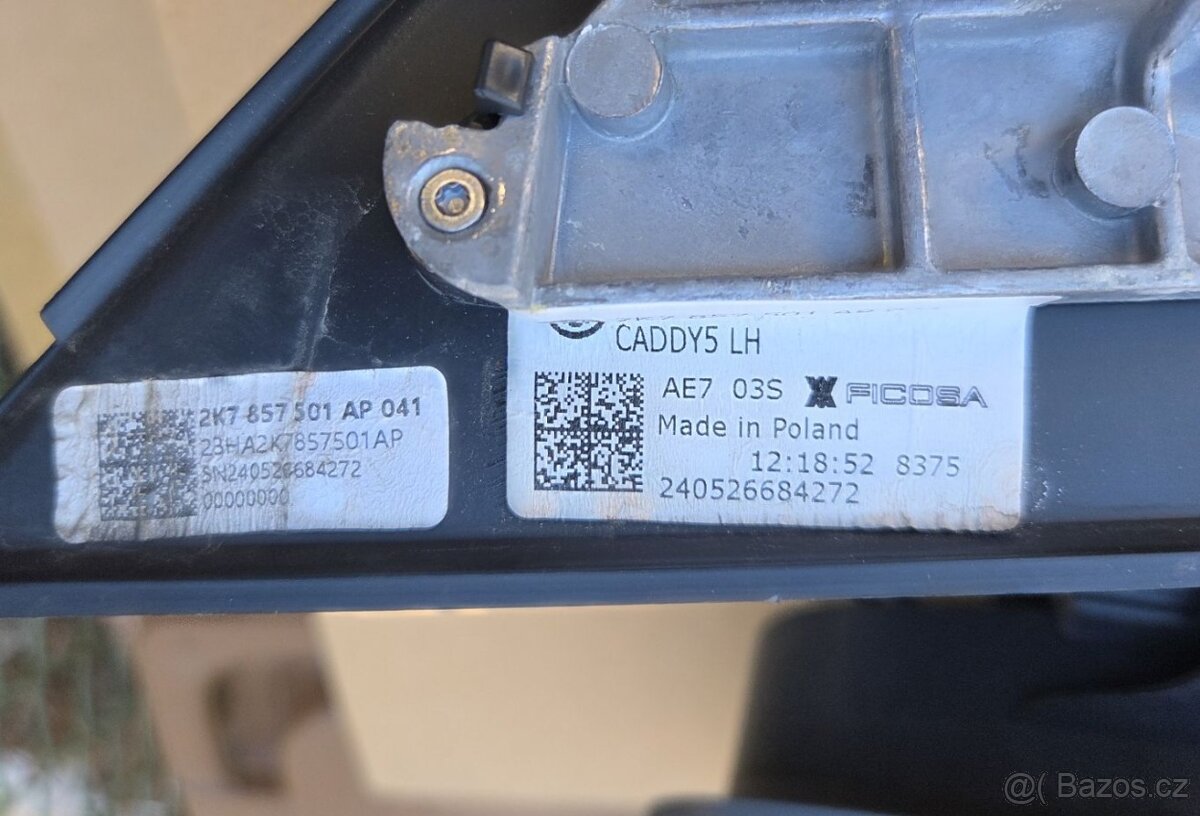 Prodám levé vnější zrcátko VW Caddy (2024). - 4