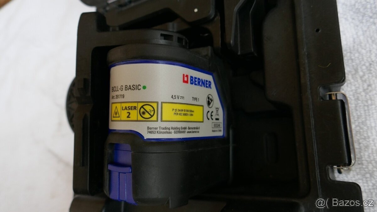 BERNER Křížový lineární laser BCLL-G, 20 m BASICline, zelený - 4